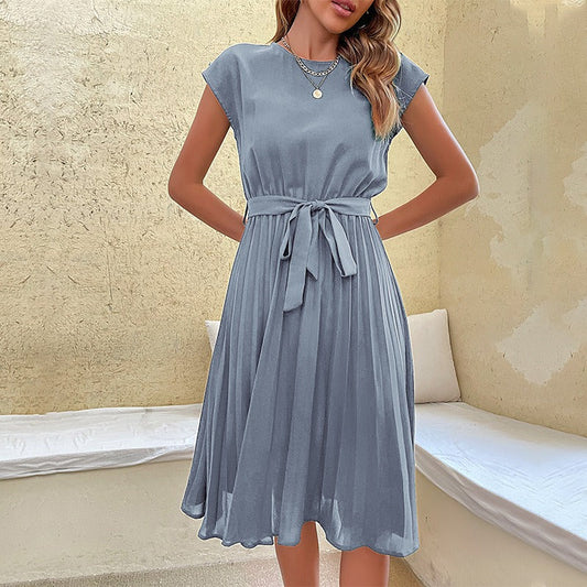 Robe midi plissée pour femme avec ceinture élégante - Julieta