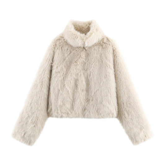 Damenmantel mit Pelzeffekt kurze Wintersilhouette - Dagny