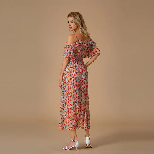 Carla - Robe d'été midi à fleurs fraîches