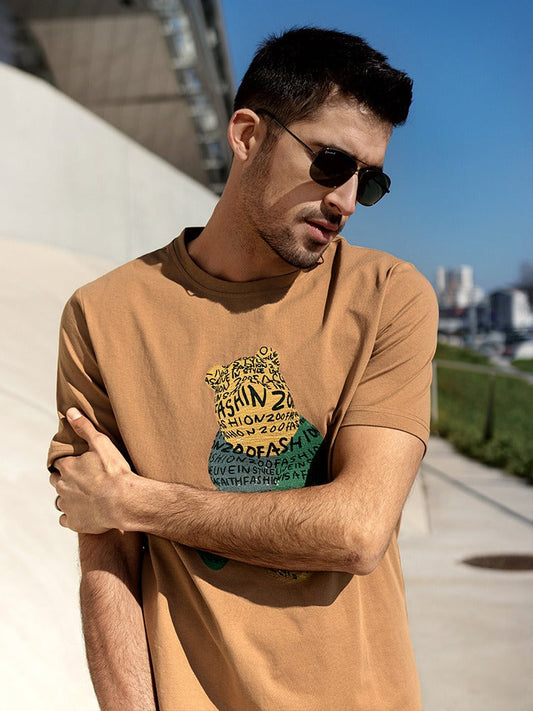 T-shirt homme en coton à imprimé graphique coupe droite - Tomás
