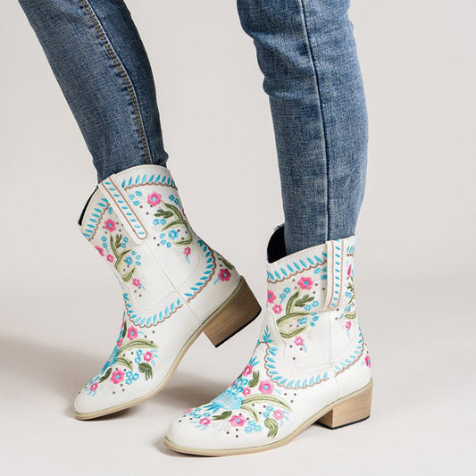 Bottes mi-mollets brodées - Sienna