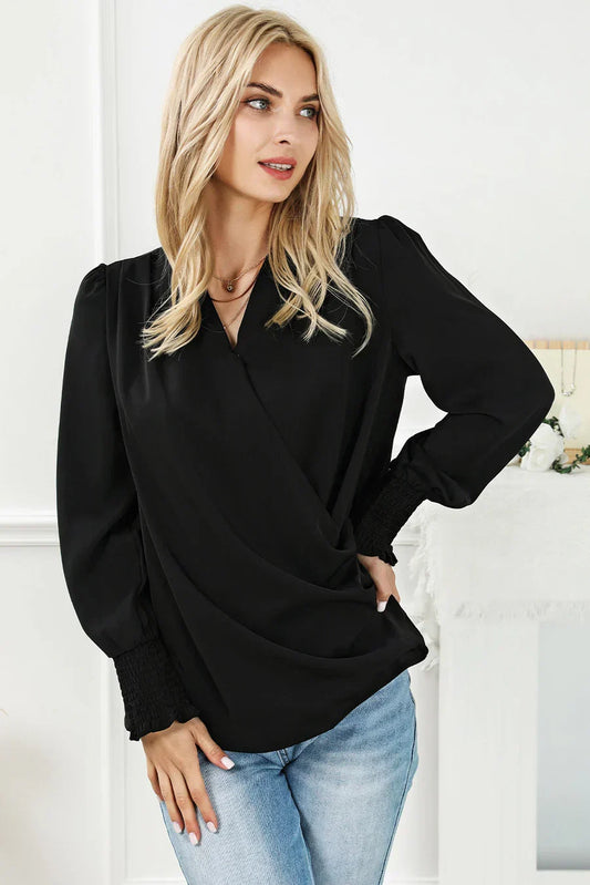 Mia Blouse Drapée Femme - Col Cache-Coeur et Élégance