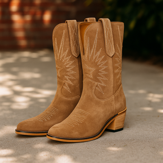 Bottes de cow-boy pour femmes avec broderie et talon bas - Ivanna