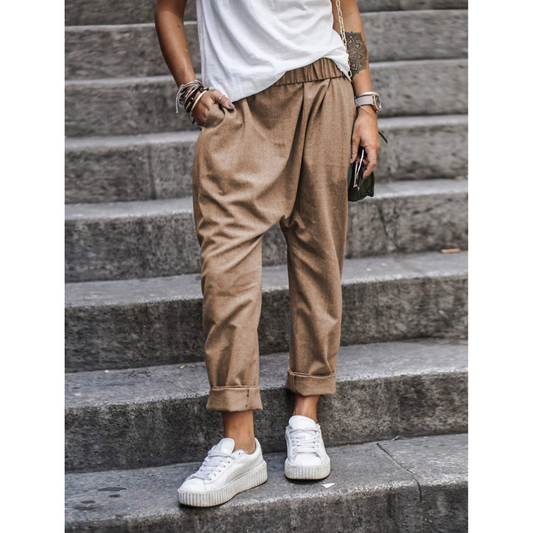 Pantalon court de loisirs pour femmes - Jambe large