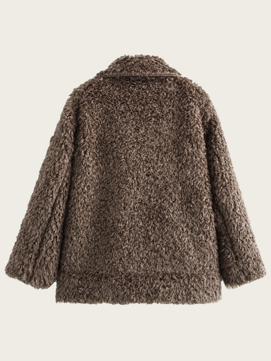 Veste en peluche pour femme avec revers classique - Rosaura