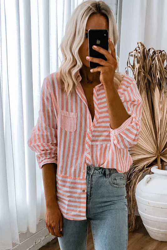 Nina T-shirt manches longues femme - Rayures roses et classiques