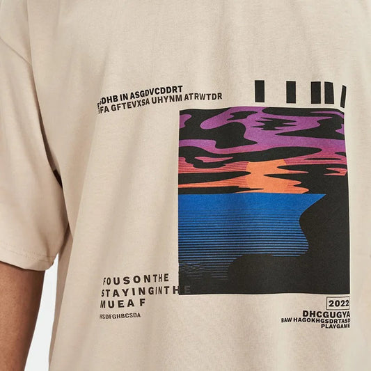 T-shirt oversize en coton à imprimé graphique pour hommes - Joel
