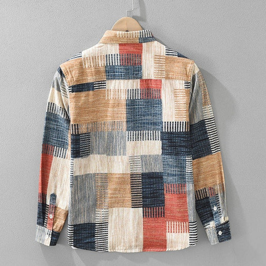 Chemise homme coton imprimé patchwork style décontracté - Hector
