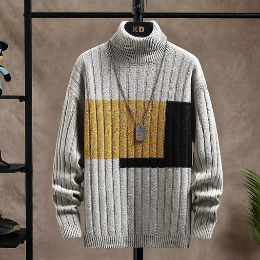 Antoine - Zweifarbiger, gerippter Rollkragenpullover für Herren