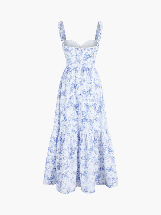 Clarise - Robe longue zippée à poches florales