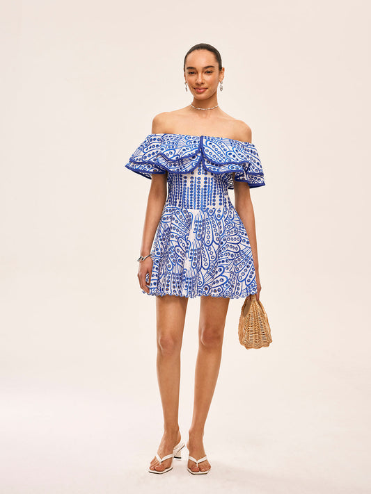 Hanna - Robe à volants semi-transparents à épaules découvertes