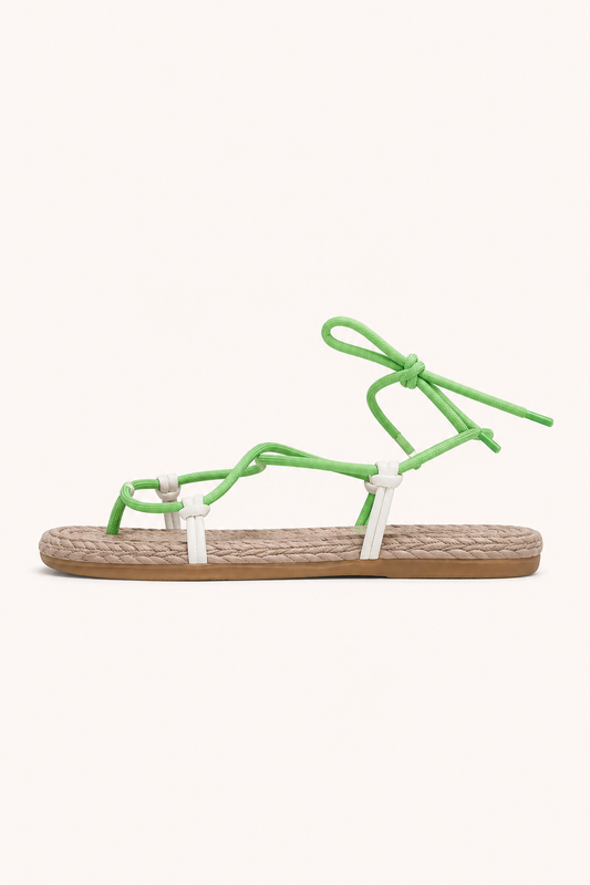 Sandales plates à lacets pour femme, à fines lanières et nouées à la cheville - Leni