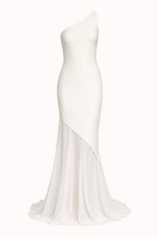 Robe longue et élégante à une épaule pour une invitée à un mariage - Birgit