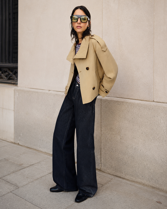 Trench-coat femme à col montant et ceinture - Solène