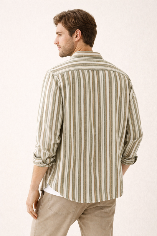 Chemise rayée à manches longues, coupe ample, pour hommes - Bobby