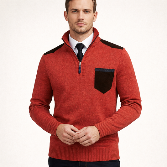 Pull à col roulé avec fermeture éclair pour hommes - Rethan