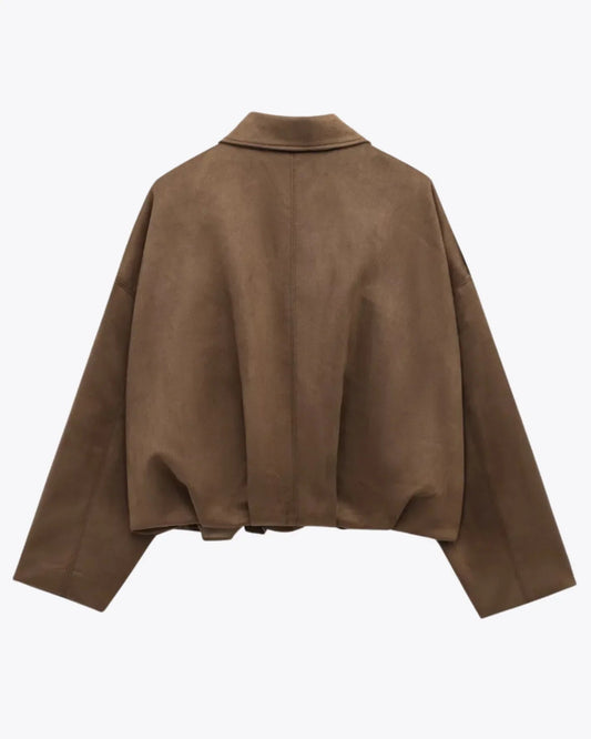 Veste surdimensionnée pour femme en cuir velours végétalien - Fabiane