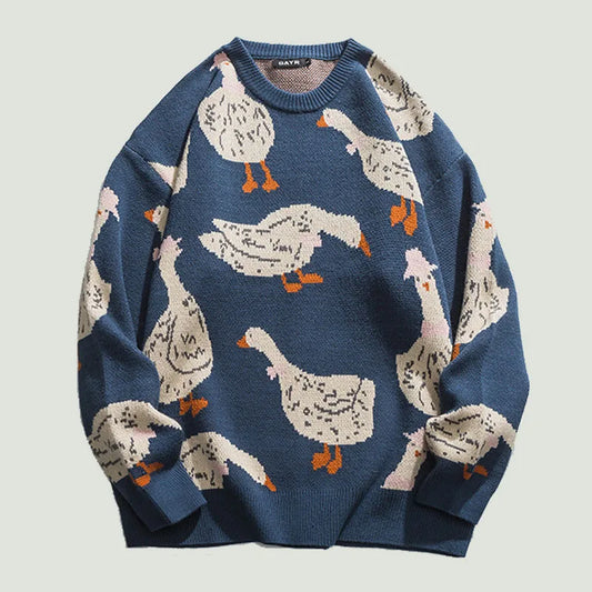 Haleny - Pull ras du cou à motif canard