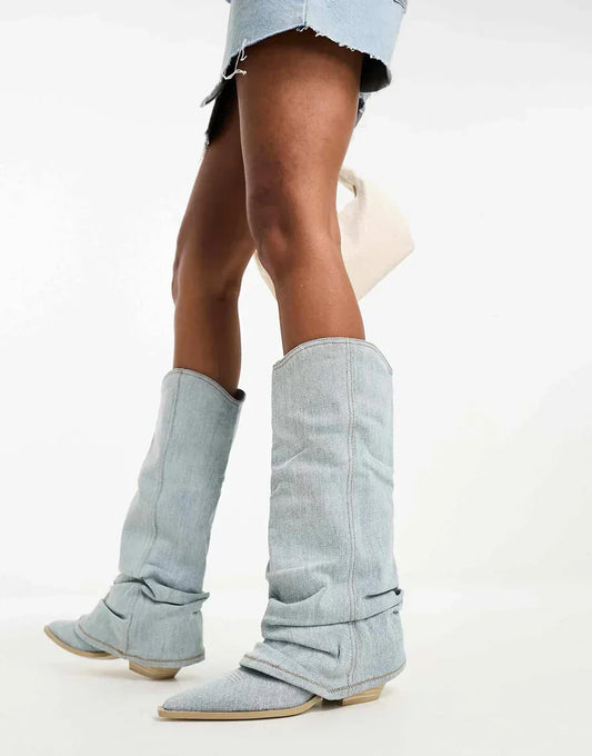 Bottes en jean à hauteur du genou Zoe pour femmes - Tendance et style