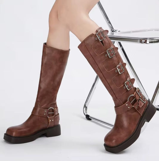 Rihana - Bottes Mollets Larges à Talons