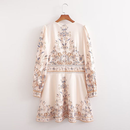 Chio - Robe imprimée à manches longues et col en V