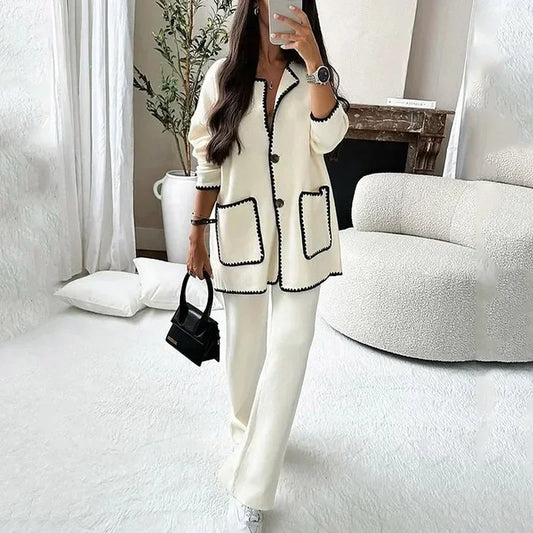 Sophie - Ensemble manteau, cardigan et pantalon pour une élégance stylée