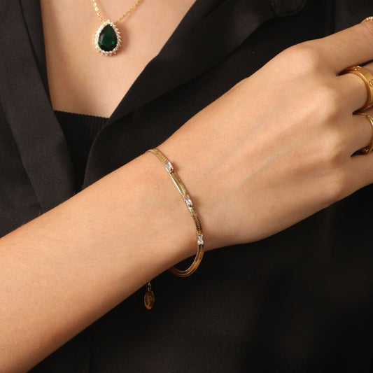 Signature Sleek Bracelet plaqué or 14 carats