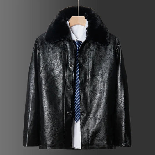 Veste en cuir végétalien avec col - Liam