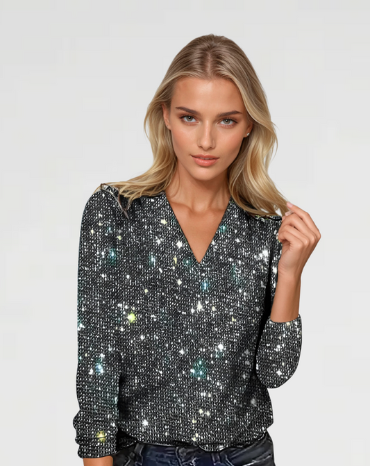 Kimberly - Chemise de luxe à col en V, élégante et stylée