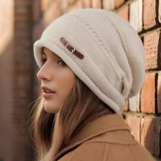 Bonnet tricoté pour femmes avec doublure en polaire - Kireva