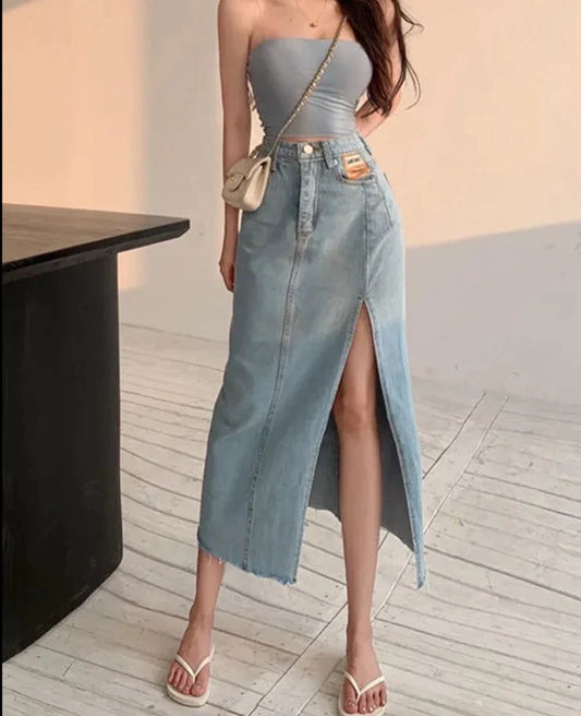 Jupe en jean maxi