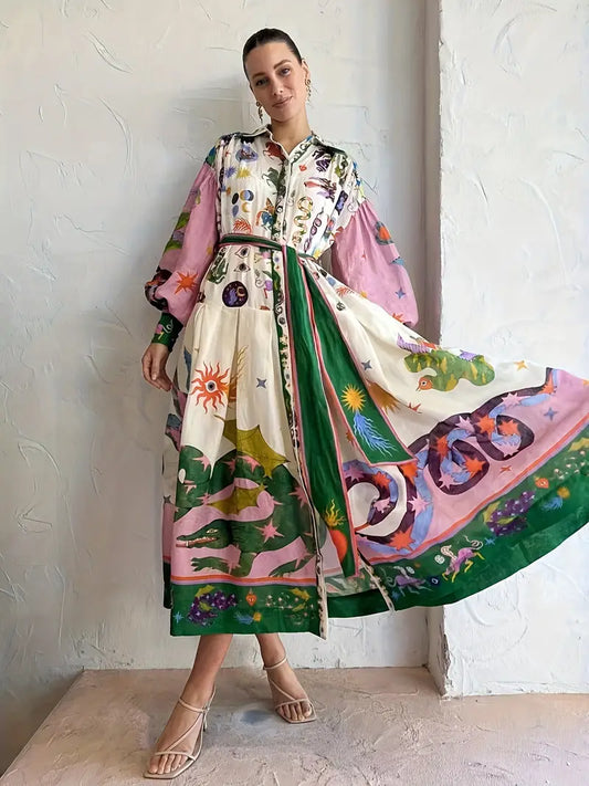 Maxi dress with abstract print