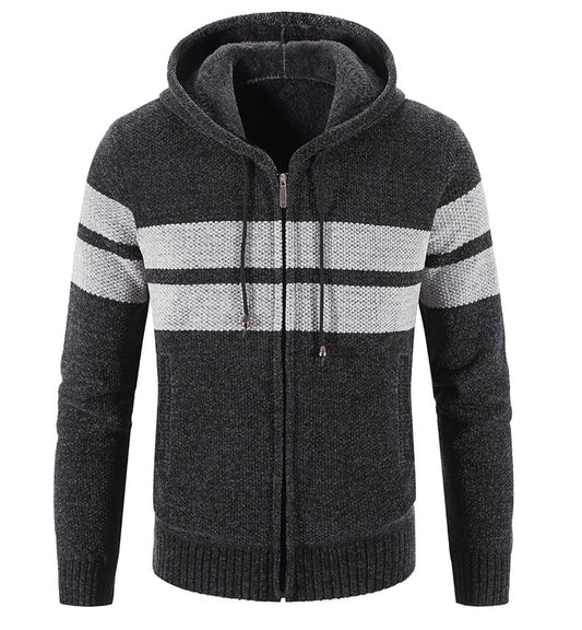 Veste tricotée pour hommes avec capuche et doublure thermique - Tobias