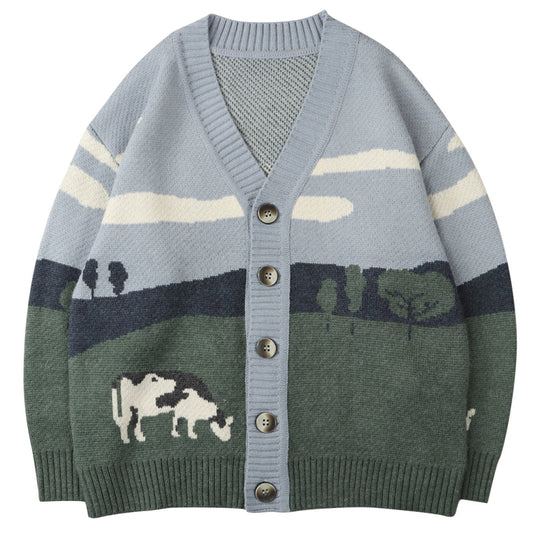 Cardigan en maille pour homme avec fermeture à boutons et motif graphique - Thomas