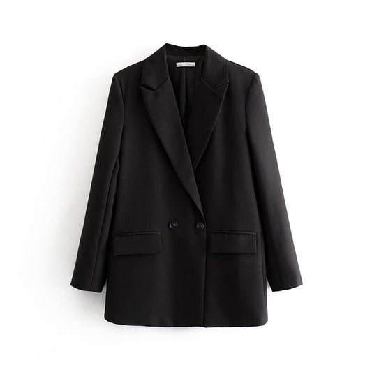 Blazer croisé pour femme, coupe droite, revers en pointe - Greta