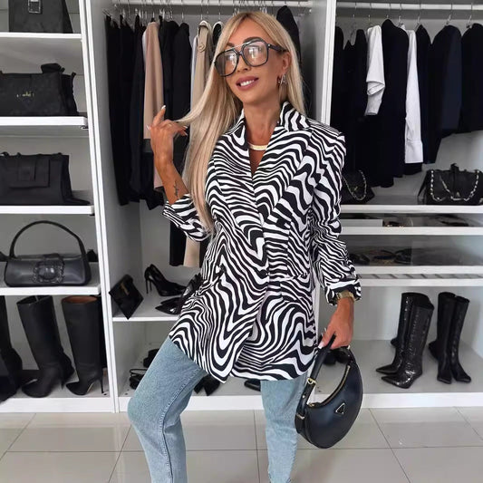 Blazer femme ajusté à imprimé léopard - Romane