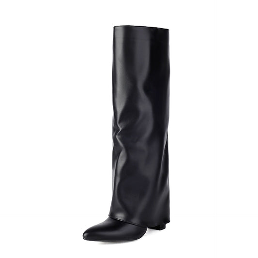 Bottes hautes pour femme à tige large et talon bloc - Yvette