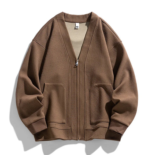 Cardigan homme en maille texturée, avec fermeture éclair et poches - Ciro