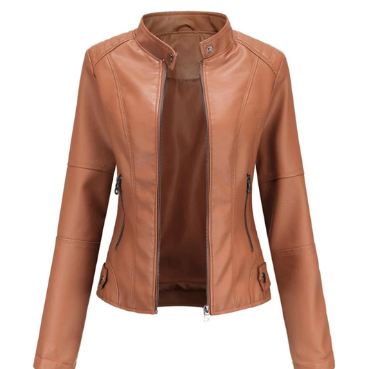 Bikerjacke in Lederoptik für Damen mit Stehkragen – Cleo