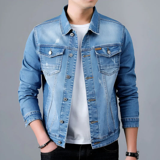 Herren-Jeansjacke im Washed-Look mit Pattentaschen – Armand