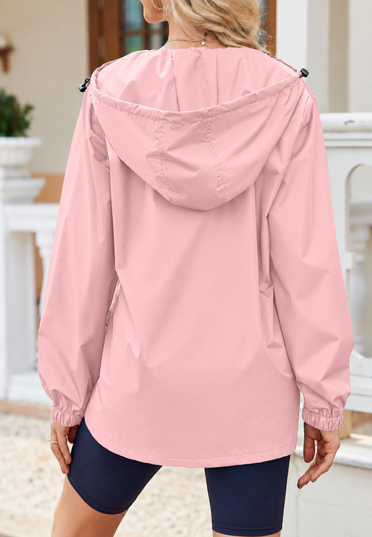 Wasserdichte Damen-Regenjacke mit Kapuze, Taschen und Reißverschluss – Verena