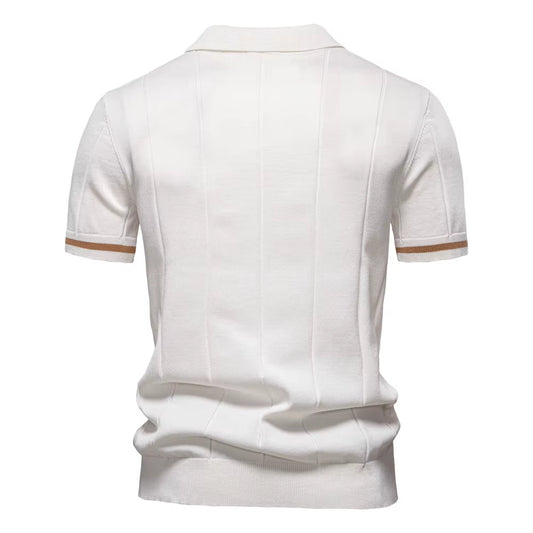 Polo sportif hommes manches courtes zip blanc élégant - Leandro