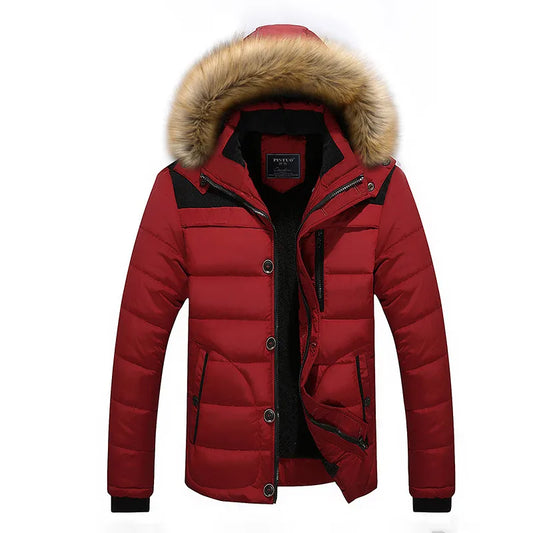 Blouson matelassé homme capuche bordée de fausse fourrure col montant - Aldren