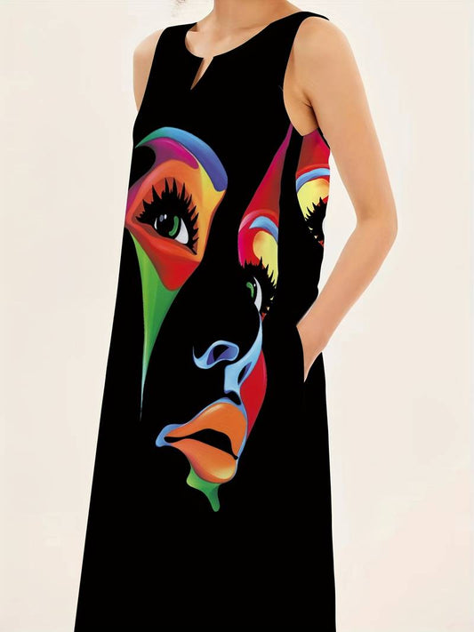 Kyoshi - Maxi dress with abstract face print