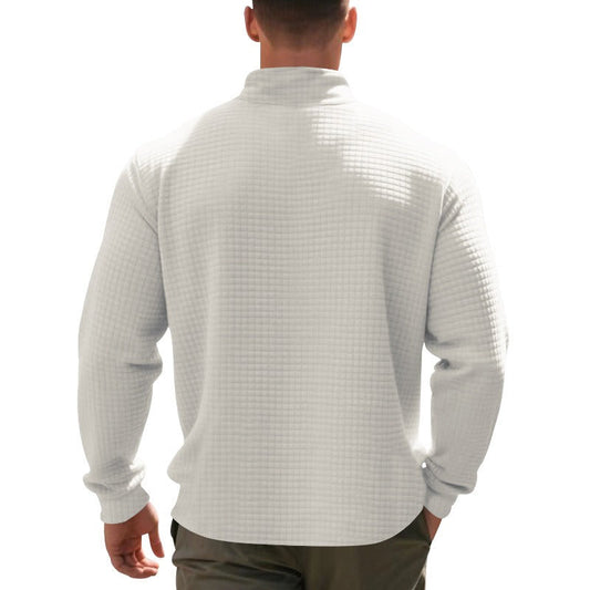 Herren Pullover mit halbem Reißverschluss und Waffelstruktur - Taren