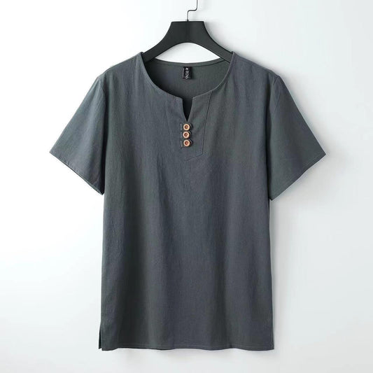 T-shirt boutonné à col henley en lin pour hommes - Carter's