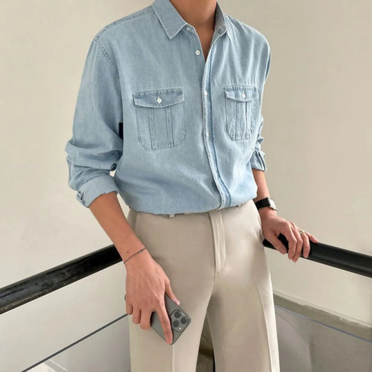 Chemise en denim à poches avant pour hommes - Loris