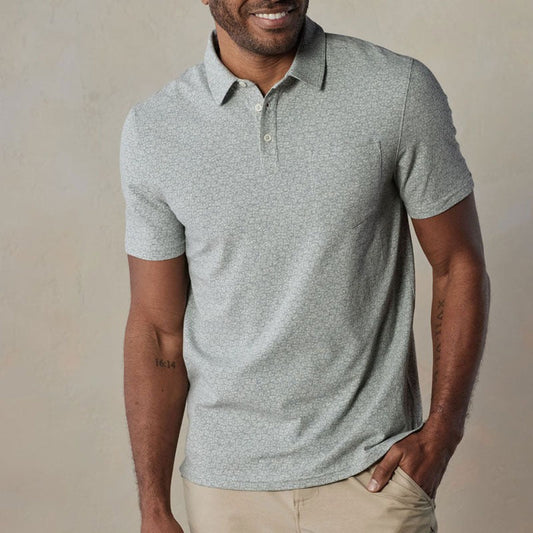 Herren-Poloshirt aus leichtem Stoff mit geometrischem Mikrodruck - Bruno