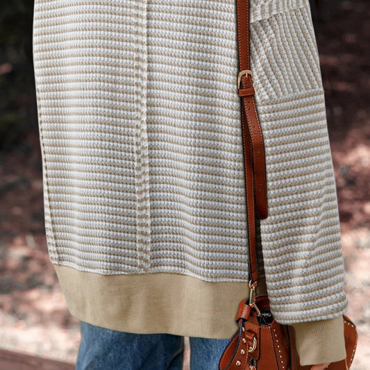 Sweat-shirt texturé à rayures pour femmes avec poignets élastiques - Elina