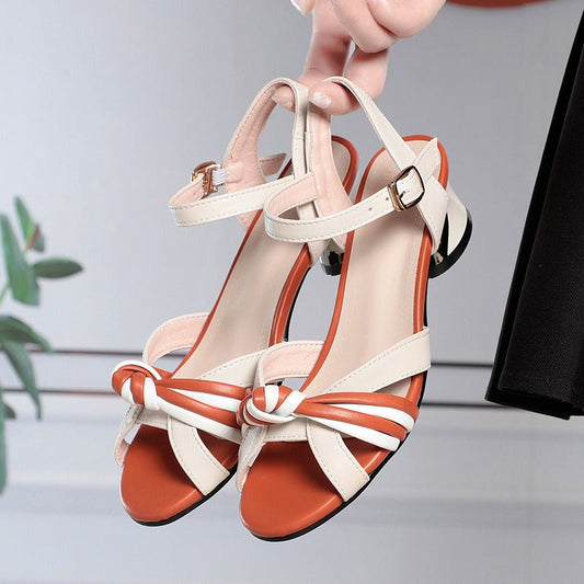 Sandales à petit talon pour femme en faux cuir tressé au style élégant - Noémie